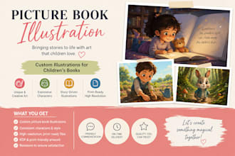 do custom picture book illustration storybook art children book cover design