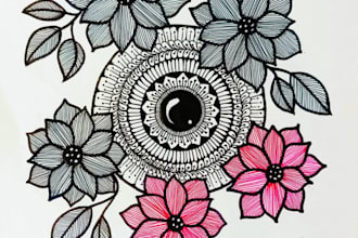 create uniique hand drwan mandala design