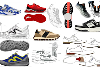 do professional sneaker tech pack and 3d footwear design for manufacturing