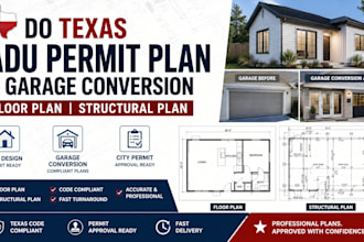 do texas adu permit plan and garage conversion, floor plan structural plan