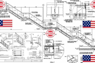 do detailed staircase fabrication, shop drawing, steel and wooden staircase