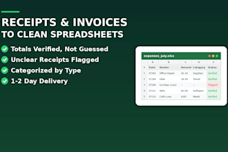 organize your receipts and invoices into a clean expense spreadsheet