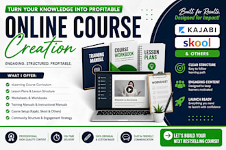 create an online course, elearning curriculum, workbook and training manual