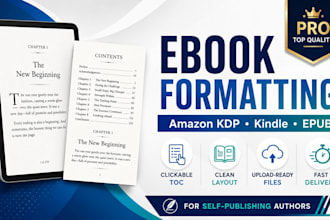 do ebook formatting for amazon KDP kindle and epub conversion, book formatting