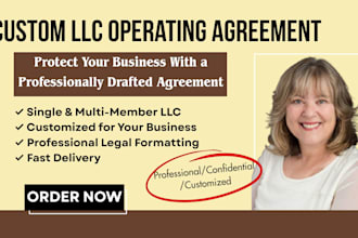 draft a custom llc operating agreement for single or multi member llc