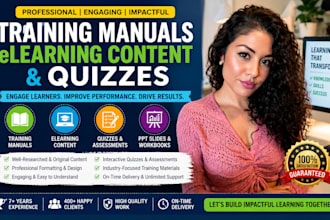 create an engaging training manuals, elearning content and quizzes