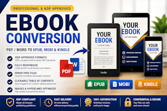 do ebook conversation, pdf ,word to epub, mobi  kindle book formatting pdf print