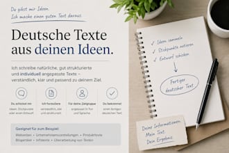 do german copywriting and rewrite your drafts into professional web content