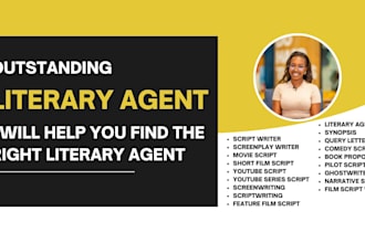 find literary agent for fiction book, children book, movie script, screenplay