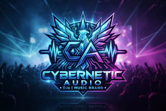 design a futuristic edm logo for dj and music brand