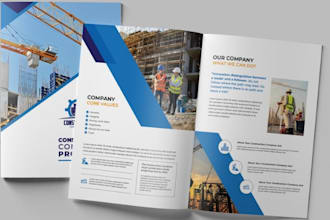 design construction firm company brochure, profile project portfolio in indesign