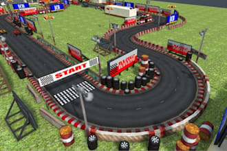design a professional 3d go kart track and motorsport facility