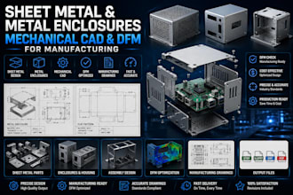 design sheet metal, metal enclosures, mechanical cad, dfm for pcb, manufacturing