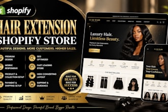 design a luxury hair extension shopify store for beauty and wig brands