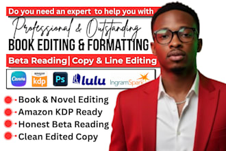 do book editing amazon KDP beta reading novel kindle ebook copy and line editing