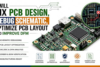 fix pcb design, debug schematic, optimize pcb layout and improve dfm