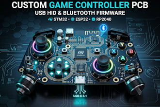 design custom game controller pcb with usb hid and bluetooth firmware