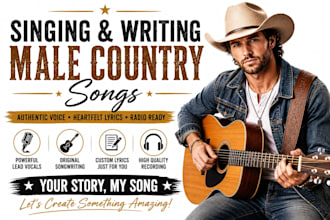 write storytelling country lyricist, male vocalist, and acoustic guitar  demos