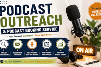 do podcast outreach, podcast booking and guest pitching for targeted podcast