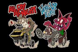 draw monsters in ed roth, rat fink, kustom kulture style