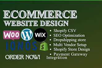 build webshop, ecommerce website on shopify, woocommerce, wix, ionos, prestashop