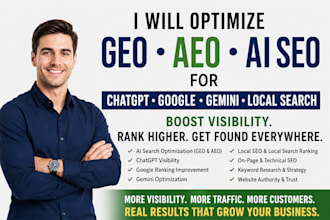 optimize GEO aeo ai SEO for chatgpt google gemini local search, website ranking