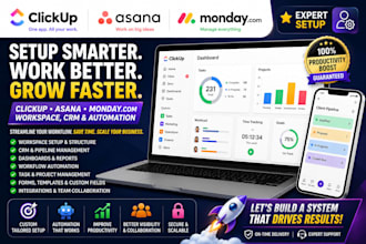 setup clickup asana monday com workspace crm and automation clickup expert