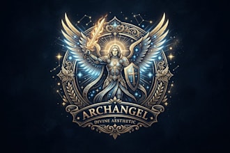 design a majestic archangel logo with a divine aesthetic