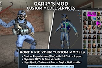 port and rig custom models for garrys mod gmod as player models, npcs, props