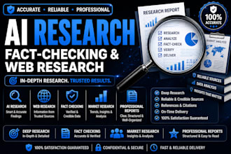 do ai research, web research, fact checking and market research