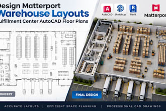 design matterport warehouse layouts fulfillment center autocad floor plans