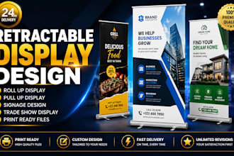 design retractable banner, pull up banner, roll up banner, signage design