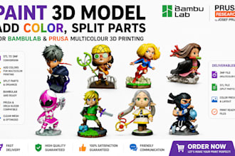 paint 3d model add color split parts for bambulab prusa muticolour 3d printing