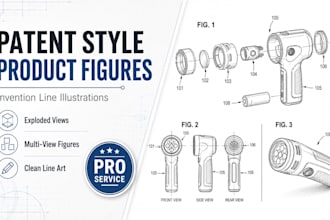 draw patent style product figures and invention line illustrations
