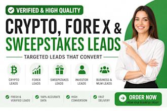 provide fresh verified sweep leads, USA gam bler leads, crypto and forex lead