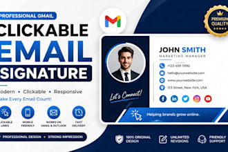 design a professional HTML email signature for gmail, outlook and business