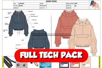 create clothing tech pack technical flats garment design apparel manufacturing