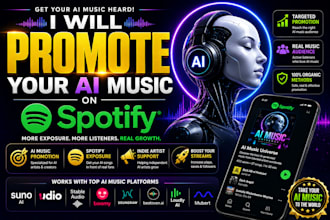 promote your suno ai song, boomy, udio music and ai artist profile on spotify