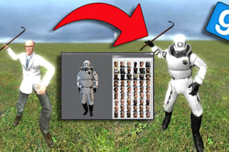create custom gmod playermodel and weapon for garrys mod with addons and props