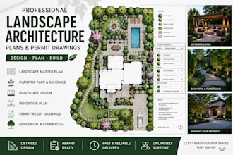 design professional landscape architecture plans, site layout, permit drawing