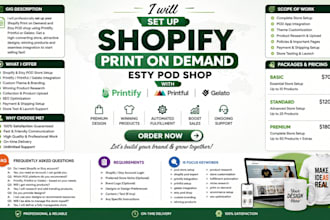 set up shopify print on demand esty pod shop with printify printful gelato