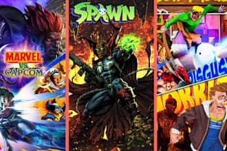 draw superhero comic cover art, retro comic covers, album artwork, manga art