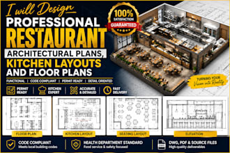 design professional restaurant architectural plans kitchen layouts, floor plans