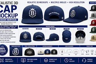 create realistic 3d cap hat snapback and baseball cap mockup