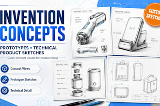 draw invention concepts prototypes and technical product sketches