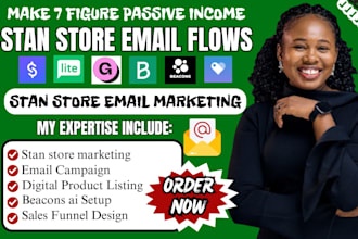 setup stan store email flows, ebay lister, beacons ai, stan store automation