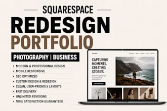 redesign squarespace portfolio website, photography website, business website