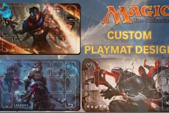 design custom playmat illustration for tcg,mtg, pokemon trainer, board game art