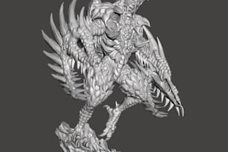 modify 3d fantasy creature,dragon warrior,collectible statue,printable stl model