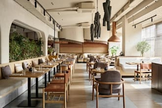 revit commercial space, restaurant design, bar interior,caucasian cuisine render